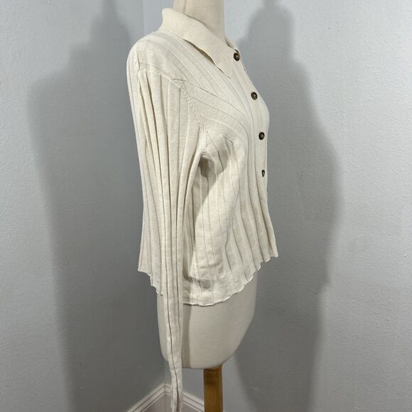 Loulou Studio Sweater Womens L Beige Silk Blend Caine Ribbed Minimalist Chunky - Picture 6 of 10